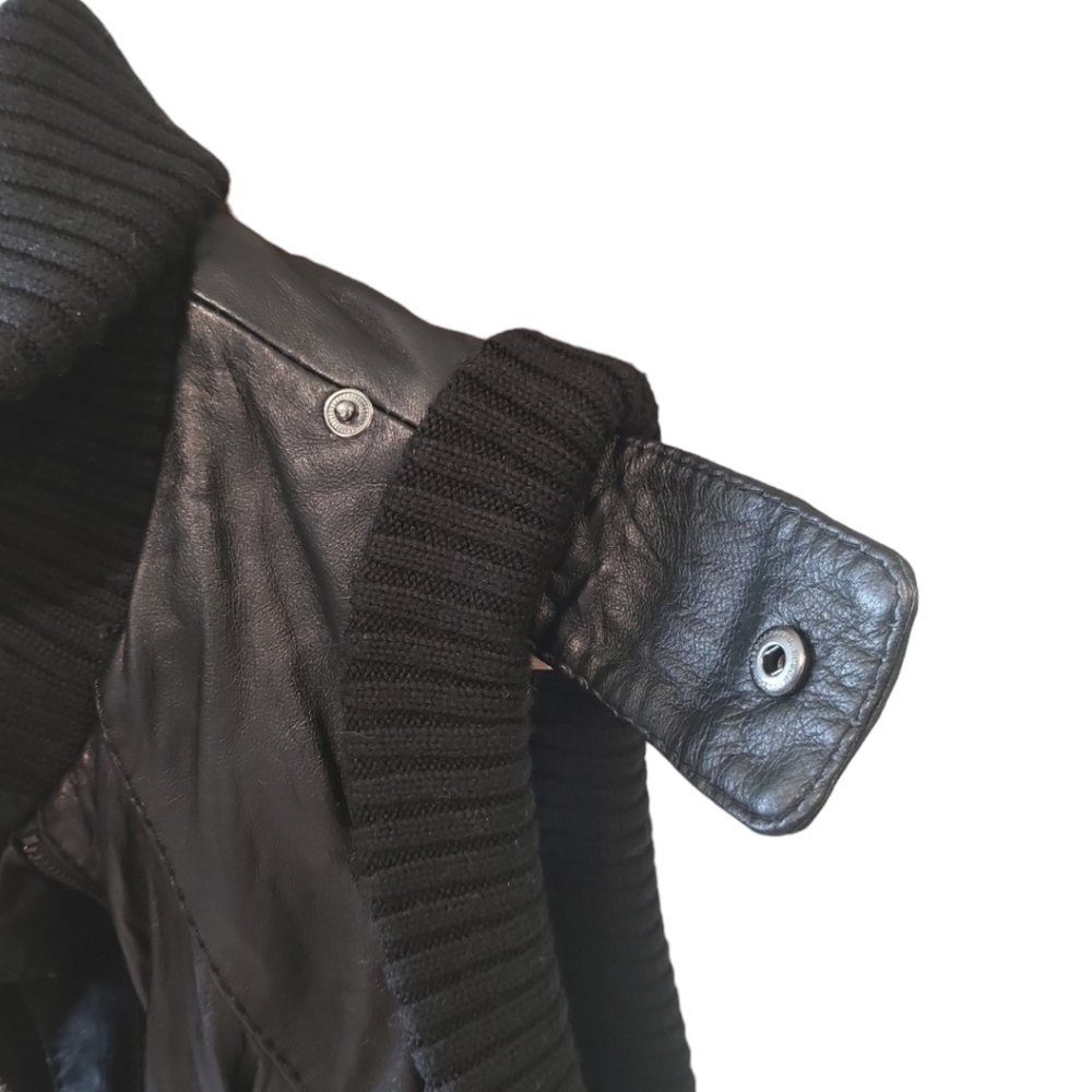 BCBG Max Azria leather biker vest black silver zippers quilted detailing edgy - Picture 11 of 11